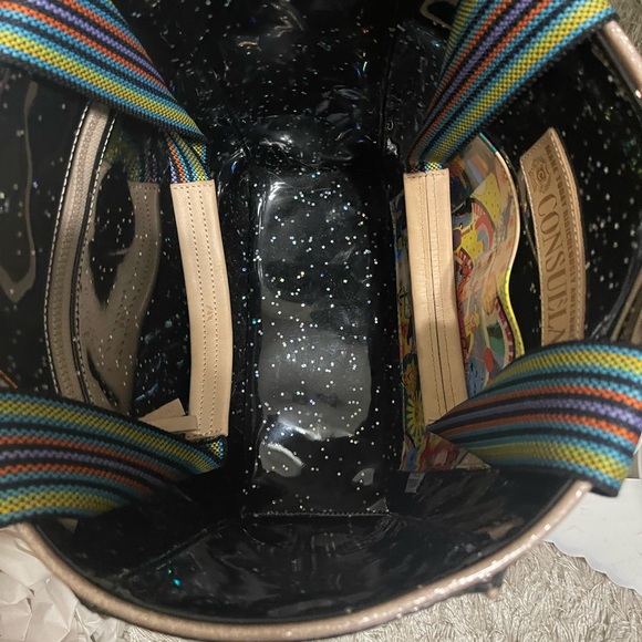 Star Patterned Tote Bag with Multicolor Handles - Picture 7 of 8